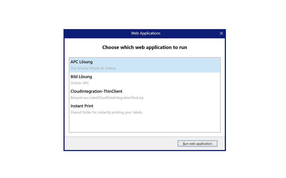 Web application - Possible selection by the user