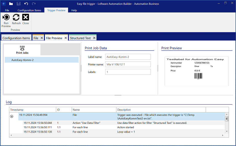 Automation - Test trigger preview
