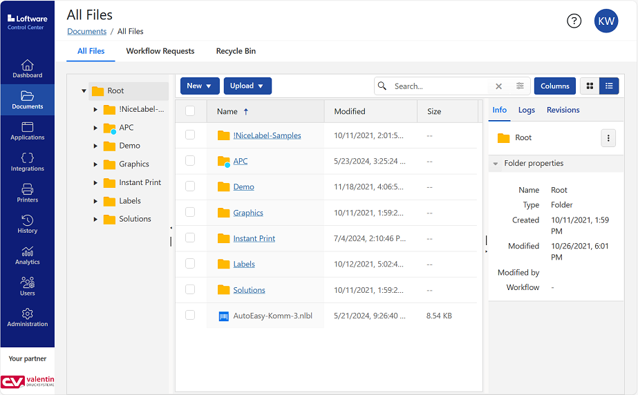 Files - Label preview with details